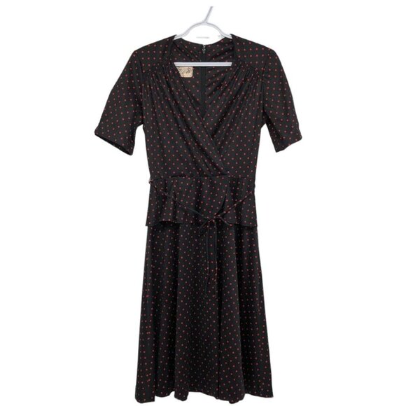 Vintage Place De La Mode by Sears Short Sleeve Red Black Polka Dot A-line dress - Picture 1 of 15